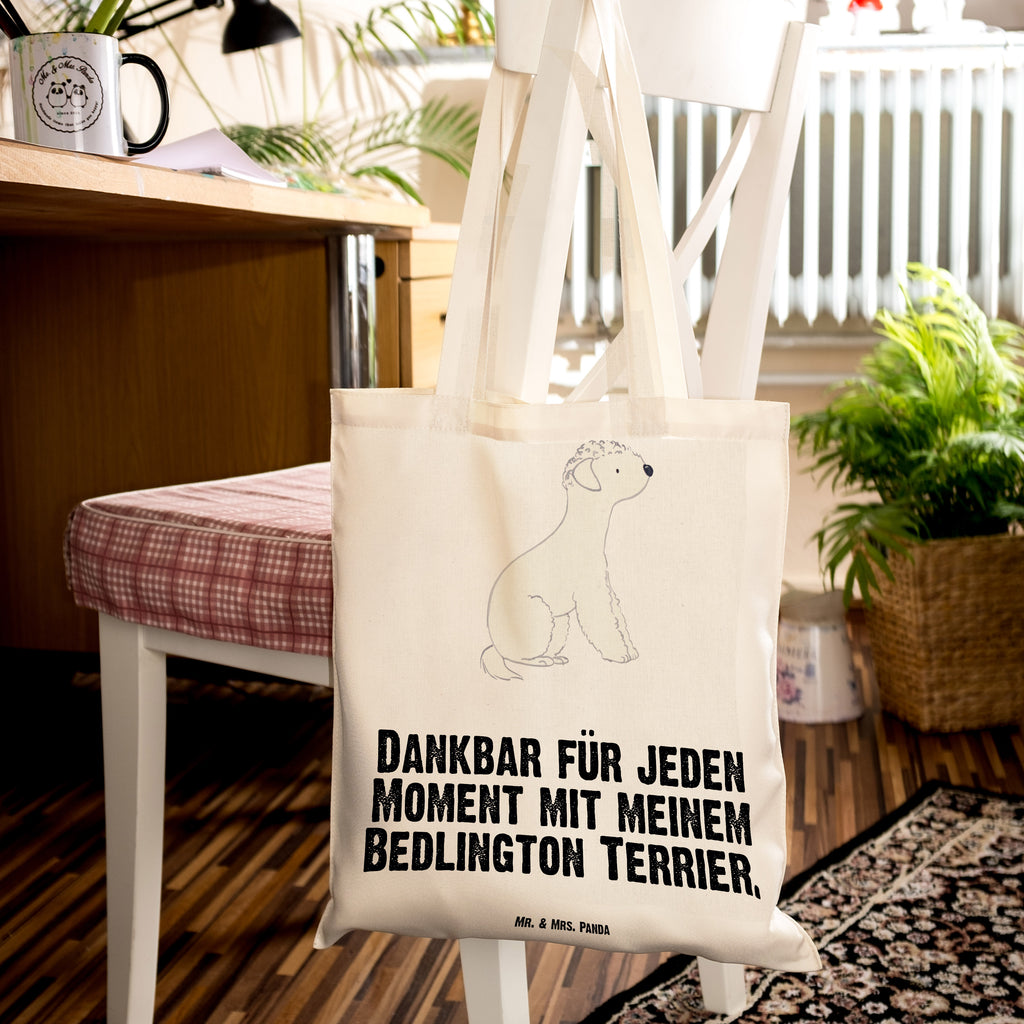 Tragetasche Bedlington Terrier Moment Beuteltasche, Beutel, Einkaufstasche, Jutebeutel, Stoffbeutel, Tasche, Shopper, Umhängetasche, Strandtasche, Schultertasche, Stofftasche, Tragetasche, Badetasche, Jutetasche, Einkaufstüte, Laptoptasche, Hund, Hunderasse, Rassehund, Hundebesitzer, Geschenk, Tierfreund, Schenken, Welpe, Bedlington Terrier, Terrier