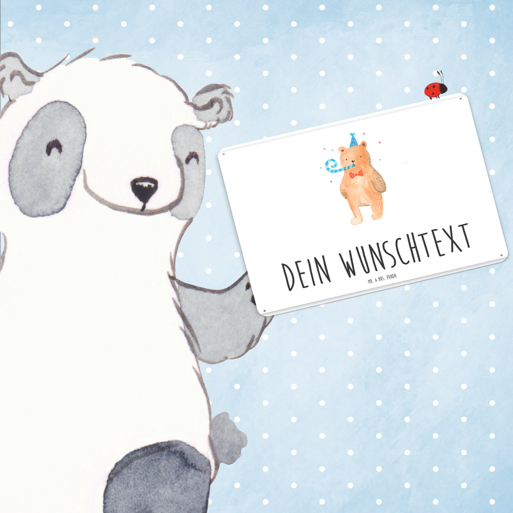 Personalisiertes Blechschild Bär Geburtstag Blechschild, Metallschild, Geschenk Schild, Schild, Magnet-Metall-Schild, Deko Schild, Wandschild, Wand-Dekoration, Türschild, Bär, Teddy, Teddybär, Happy Birthday, Alles Gute, Glückwunsch, Geburtstag