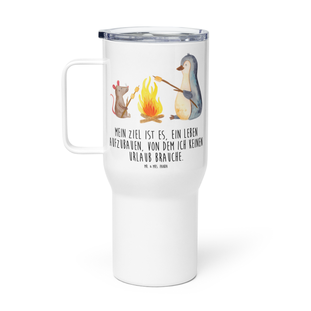 XXL Thermobecher Pinguin Lagerfeuer Thermobecher, XL Thermobecher, Reisebecher, XL Reisetasse, Großer Thermobecher, Autobecher, Jumbo Becher, Pinguin, Maus, Pinguine, Lagerfeuer, Leben, Arbeit, Job, Motivation, Büro, Büroalltag, Lebensspruch, Lebensmotivation, Neustart, Liebe, grillen, Feuer, Marshmallows