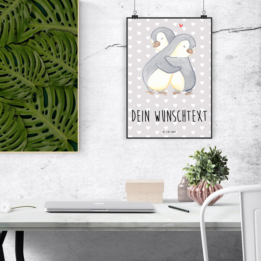 Personalisiertes Poster Pinguine Kuscheln