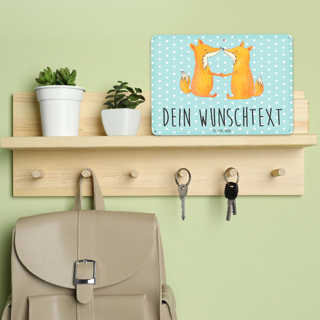 Personalisiertes Blechschild Füchse Liebe Blechschild, Metallschild, Geschenk Schild, Schild, Magnet-Metall-Schild, Deko Schild, Wandschild, Wand-Dekoration, Türschild, Fuchs, Füchse, Fox, Liebe, Liebespaar, Paar, Partner, Freundin, Freund, Ehe, Verlobte, Ehemann, Ehefrau, Liebesbeweis