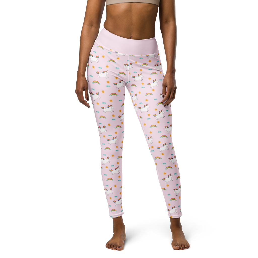 Yogahose Einhorn Happy Muster Yogapants, Yogaleggings, Yogaleggins, Yogahose Damen, Yogahose, Frauen, Yogahose Mädchen, Yogahose Kinder, Yogahose Herren, Yogahose Männer, Einhorn, Einhörner, Einhorn Deko, Pegasus, Unicorn, glücklich, fröhlich, Spaß, Freude, Lebensfreude, witzig, spannend, Lächeln, Lachen