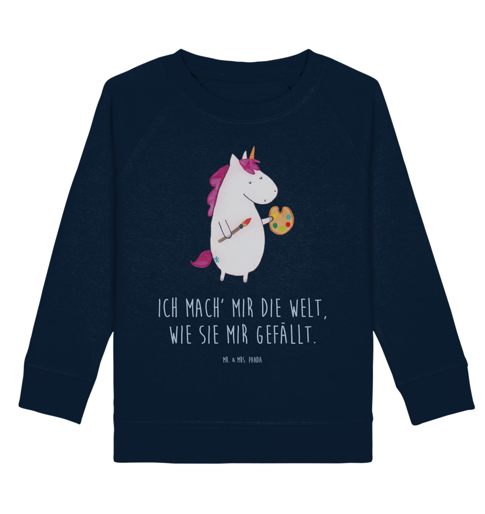 Organic Kinder Pullover Einhorn Künstler Kinder Pullover, Kinder Sweatshirt, Jungen, Mädchen, Einhorn, Einhörner, Einhorn Deko, Pegasus, Unicorn, Englisch, Künstler, Artist, Malen, Zeichnen, Welt, Farbe, Stift, Pinsel, Geschenk, Maler