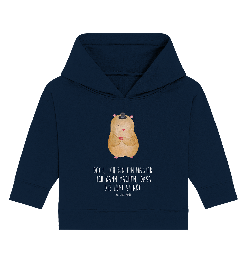 Organic Baby Hoodie Hamster Hut Baby Kapuzenshirt, Baby Kapuzensweatshirt, Baby Hoodie, Baby Pullover, Tiermotive, Gute Laune, lustige Sprüche, Tiere, Hamster, Hut, Magier, Zylinder, Zwerghamster, Zauberer