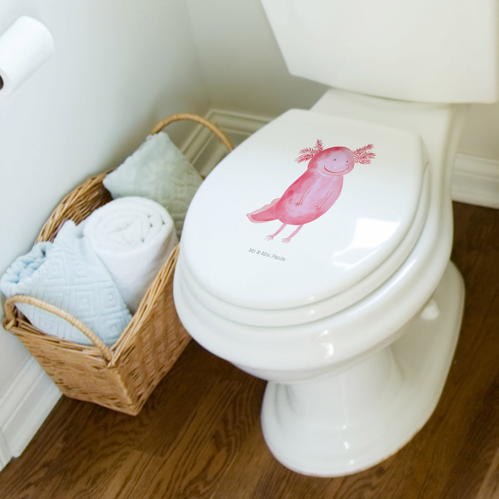 Motiv WC Sitz Axolotl Glücklich Klobrille, Klodeckel, Toilettendeckel, WC-Sitz, Toilette, Axolotl, Molch, Axolot, Schwanzlurch, Lurch, Lurche, Motivation, gute Laune