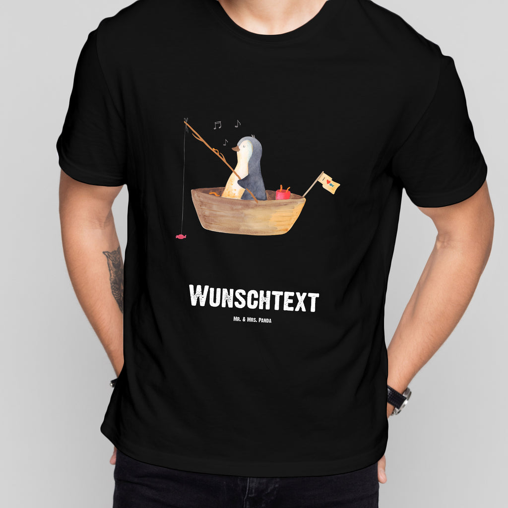 Personalisiertes T-Shirt Pinguin Angelboot T-Shirt Personalisiert, T-Shirt mit Namen, T-Shirt mit Aufruck, Männer, Frauen, Wunschtext, Bedrucken, Pinguin, Pinguine, Angeln, Boot, Angelboot, Lebenslust, Leben, genießen, Motivation, Neustart, Neuanfang, Trennung, Scheidung, Geschenkidee Liebeskummer