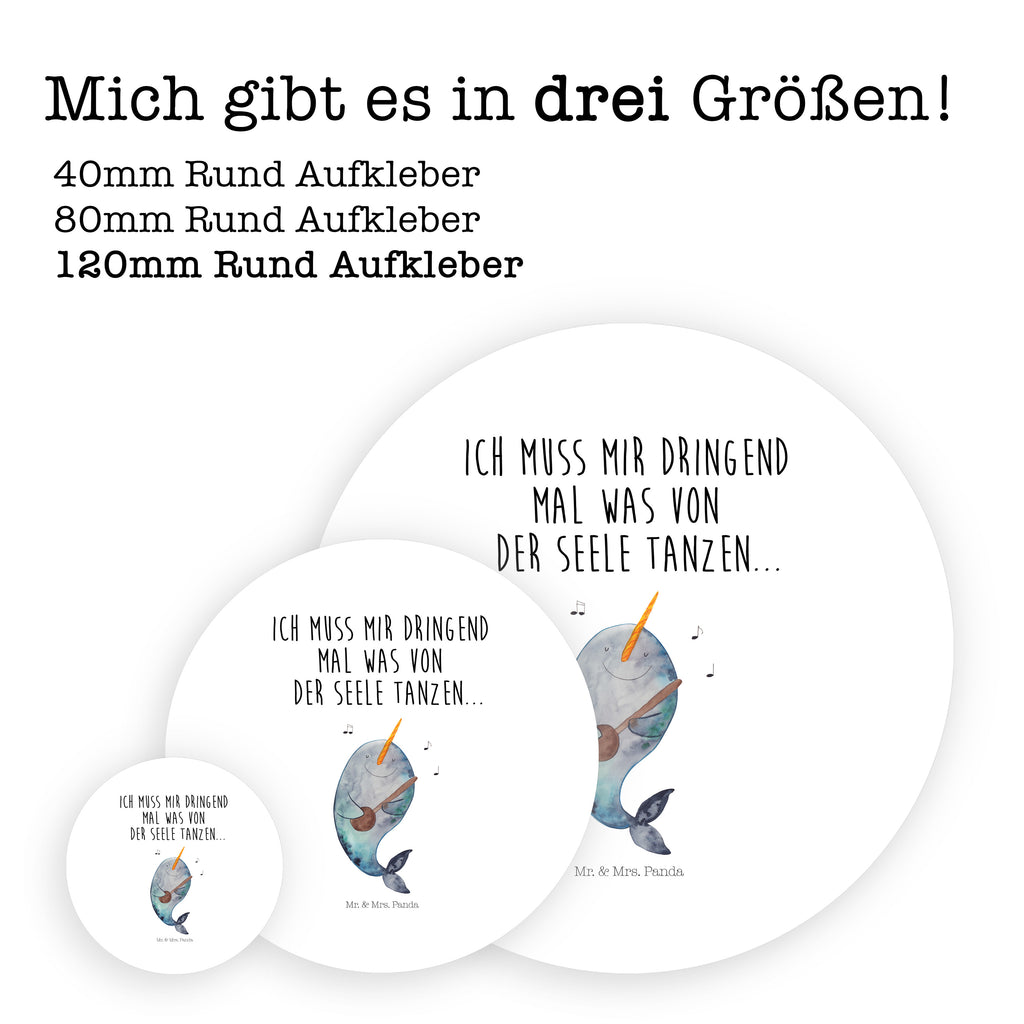 Rund Aufkleber Narwal Gitarre Sticker, Aufkleber, Etikett, Meerestiere, Meer, Urlaub, Narwal, Wal, Tanzen, Probleme, Problemlösung, Frust, Gespräche, Gitarre