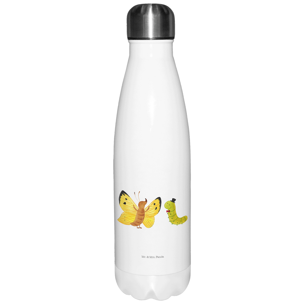 Thermosflasche Raupe & Schmetterling Isolierflasche, Thermoflasche, Trinkflasche, Thermos, Edelstahl, Tiermotive, Gute Laune, lustige Sprüche, Tiere, Raupe, Schmetterling, Zitronenfalter, Entwicklung, Erwachsen werden, Kokon, Hut, Hütchen, Schönheit, Aufwachsen