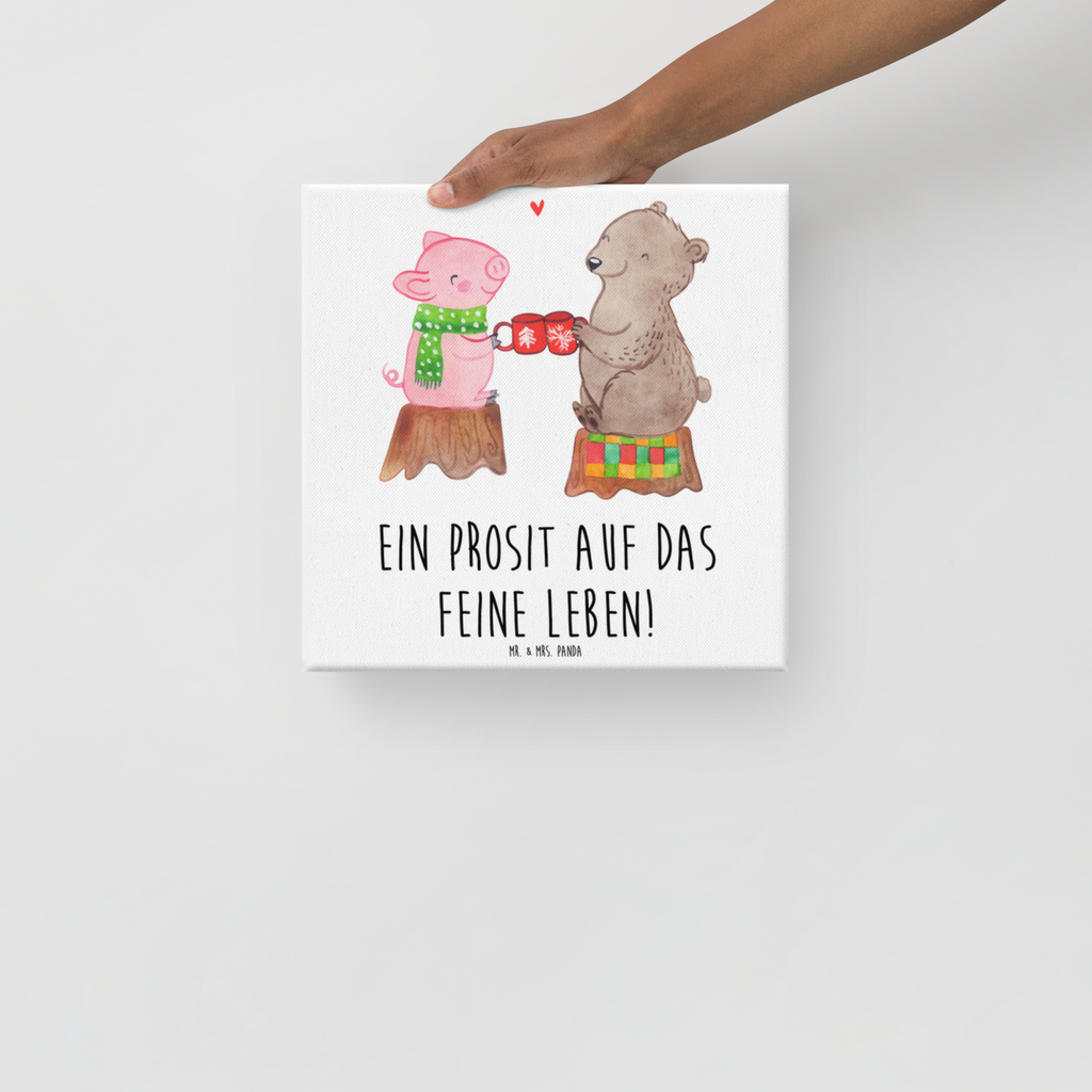 Leinwand Bild Glühschwein Sause Leinwand, Bild, Kunstdruck, Wanddeko, Dekoration, Winter, Weihnachten, Weihnachtsdeko, Nikolaus, Advent, Heiligabend, Wintermotiv, Prost, Alles Gute, Weihnachtszeit, Schwein, Bär