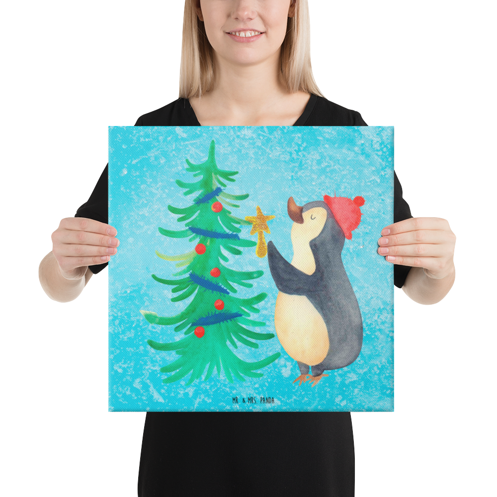 Leinwand Bild Pinguin Weihnachtsbaum Leinwand, Bild, Kunstdruck, Wanddeko, Dekoration, Winter, Weihnachten, Weihnachtsdeko, Nikolaus, Advent, Heiligabend, Wintermotiv, Pinguin