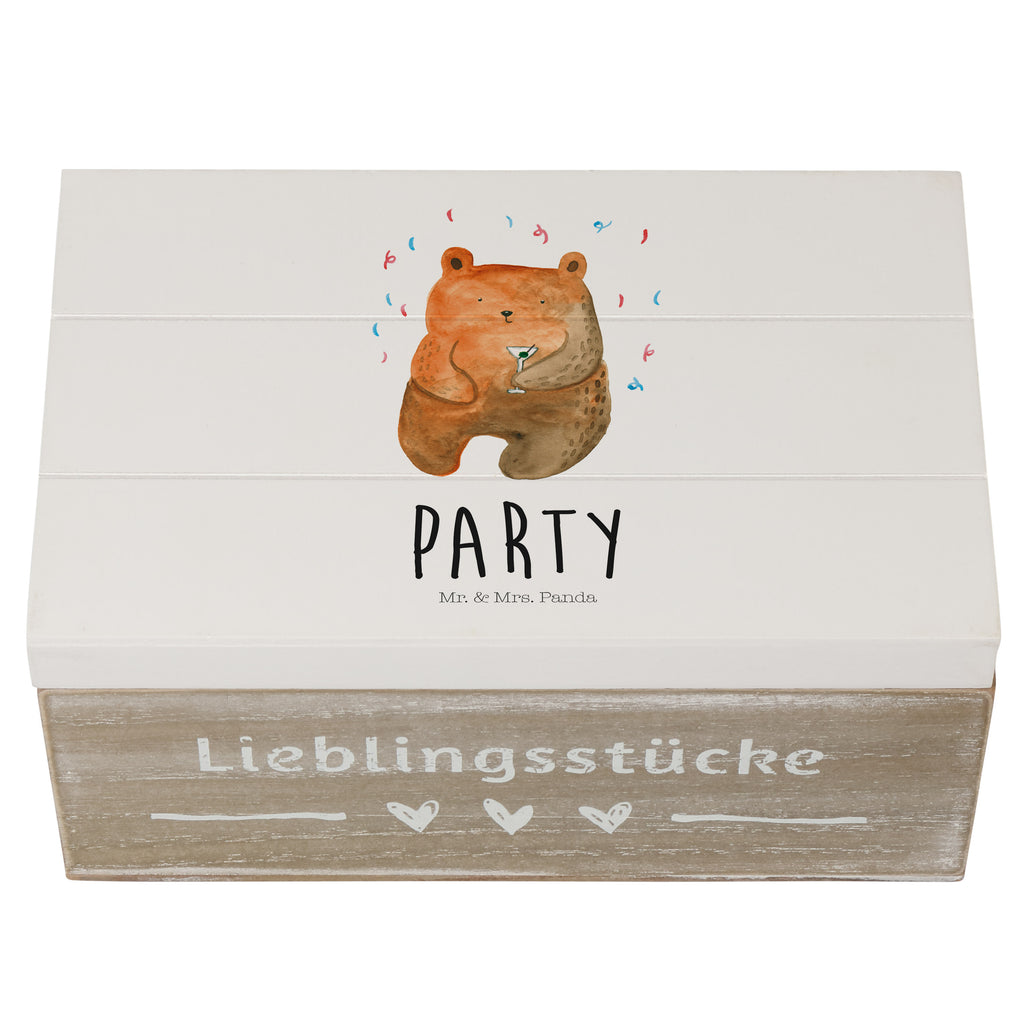 Holzkiste Bär Party Holzkiste, Kiste, Schatzkiste, Truhe, Schatulle, XXL, Erinnerungsbox, Erinnerungskiste, Dekokiste, Aufbewahrungsbox, Geschenkbox, Geschenkdose, Bär, Teddy, Teddybär, Geburtstag, Geburtstagsgeschenk, Geschenk, Party, Feiern, Abfeiern, Mitbringsel, Gute Laune, Lustig