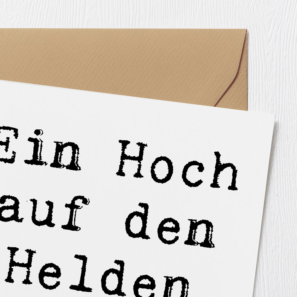 Deluxe Karte Ein Hoch auf den Helden in Weiß! Karte, Grußkarte, Klappkarte, Einladungskarte, Glückwunschkarte, Hochzeitskarte, Geburtstagskarte, Hochwertige Grußkarte, Hochwertige Klappkarte