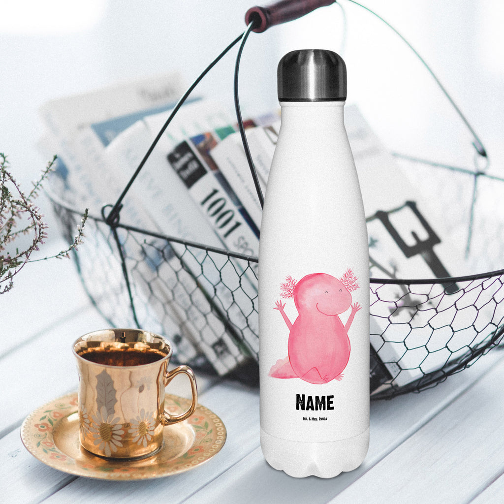 Personalisierte Thermosflasche Axolotl Hurra Personalisierte Isolierflasche, Personalisierte Thermoflasche, Personalisierte Trinkflasche, Trinkflasche Mit Namen, Wunschname, Bedrucken, Namensflasche, Axolotl, Molch, Axolot, Schwanzlurch, Lurch, Lurche, fröhlich, Spaß, Freude, Motivation, Zufriedenheit