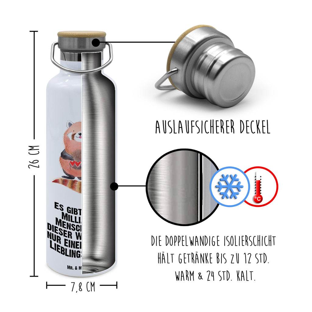 Trinkflasche Roter Panda Thermosflasche, Isolierflasche, Edelstahl, Trinkflasche, isoliert, Wamrhaltefunktion, Sportflasche, Flasche zum Sport, Sportlerflasche, Tiermotive, Gute Laune, lustige Sprüche, Tiere, Panda, Liebe, Rot, Herz, Liebling, Lieblingsmensch