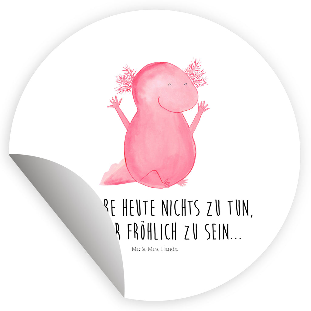 Rund Aufkleber Axolotl Hurra Sticker, Aufkleber, Etikett, Axolotl, Molch, Axolot, Schwanzlurch, Lurch, Lurche, fröhlich, Spaß, Freude, Motivation, Zufriedenheit