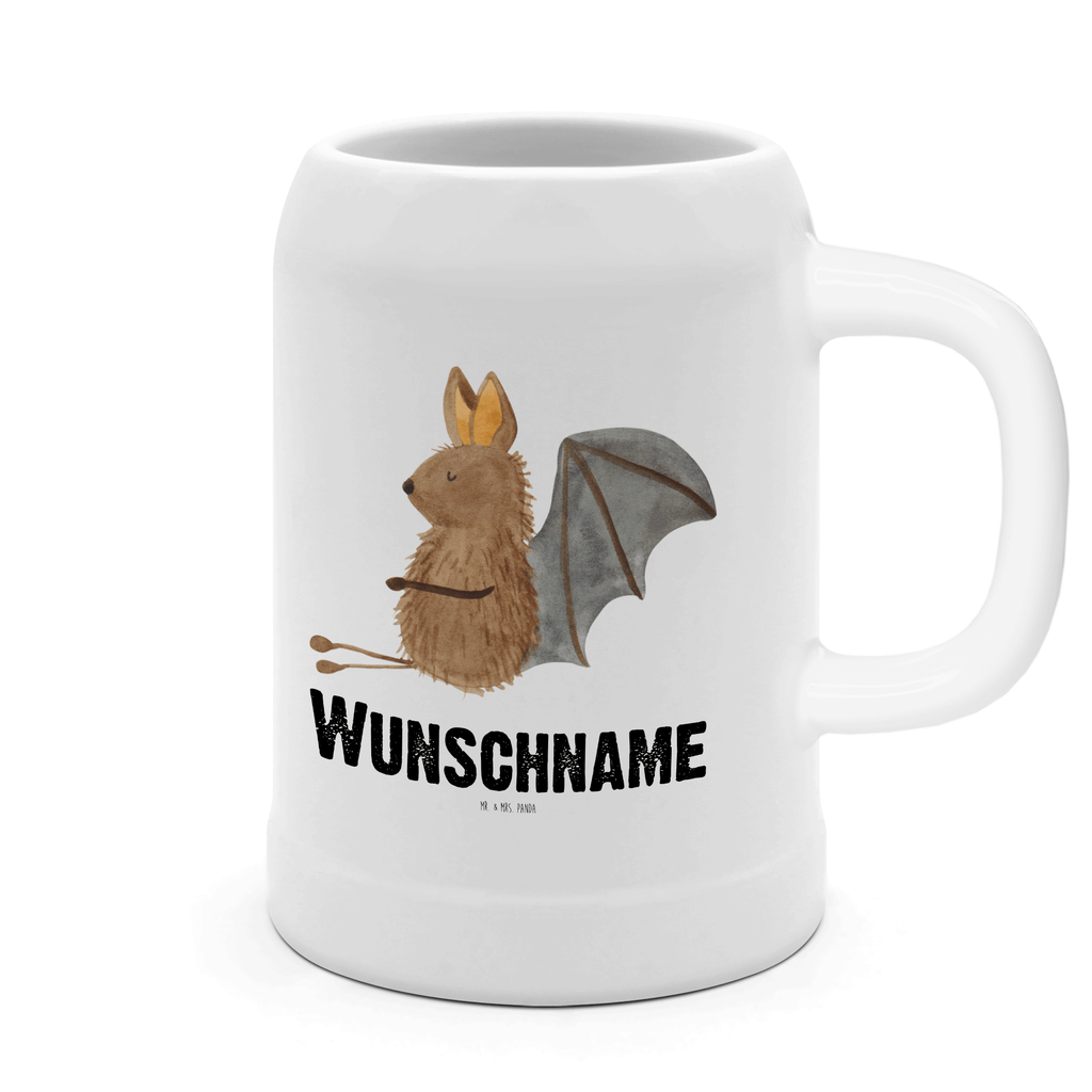 Personalisierter Bierkrug Fledermaus sitzend Bierkrug mit Namen, Bierkrug personalisieren, Bierglas mit Namen, Personalisierung, Bedrucken, Tiermotive, Gute Laune, lustige Sprüche, Tiere, Fledermaus, Fledermäuse, Motivation, entspannen