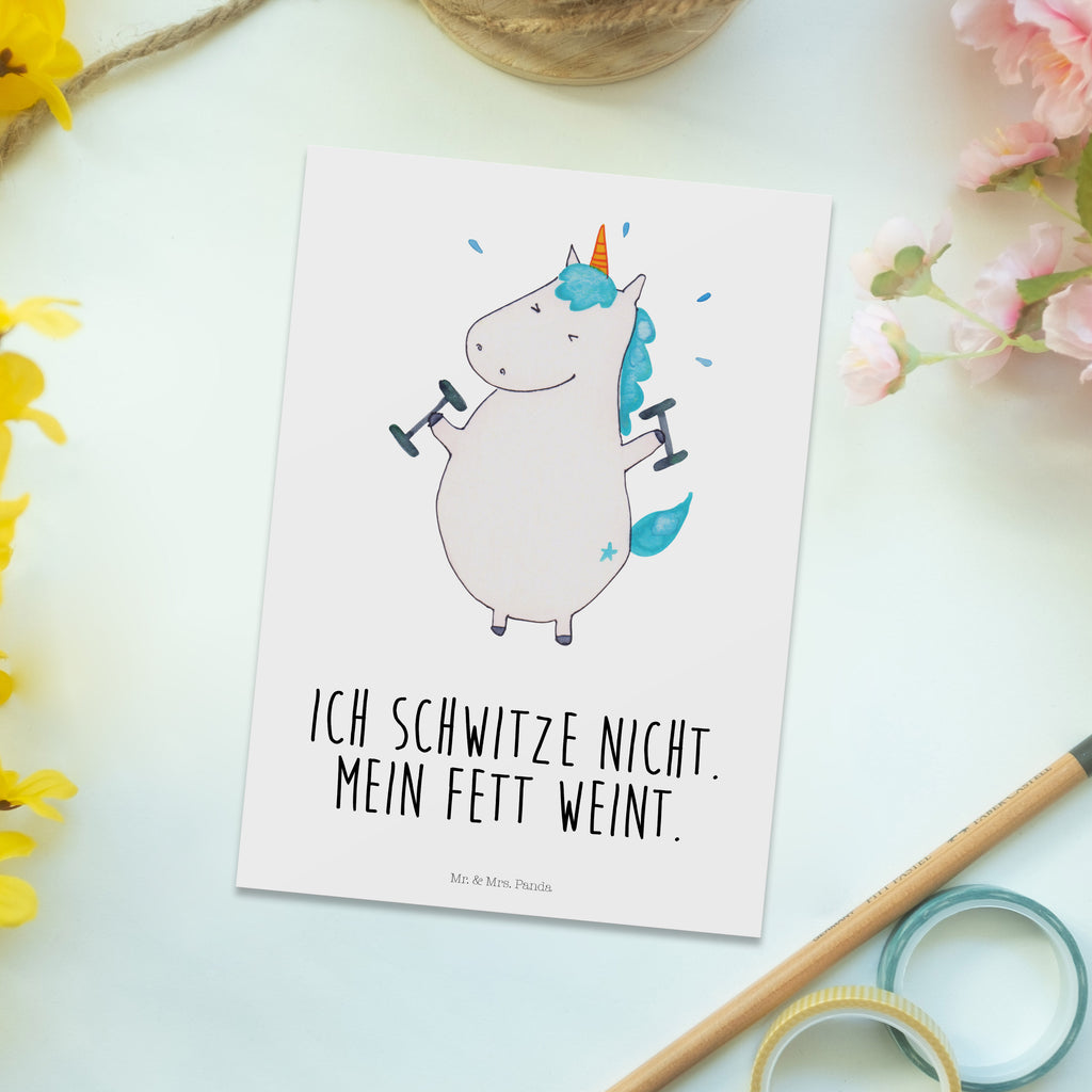 Postkarte Einhorn Fitness Postkarte, Karte, Geschenkkarte, Grußkarte, Einladung, Ansichtskarte, Geburtstagskarte, Einladungskarte, Dankeskarte, Ansichtskarten, Einladung Geburtstag, Einladungskarten Geburtstag, Einhorn, Einhörner, Einhorn Deko, Pegasus, Unicorn, Gym, Fitness, Fitnessstudio, Diät, Abnehmen, Sport, Pumpen, Geräte, Sixpack