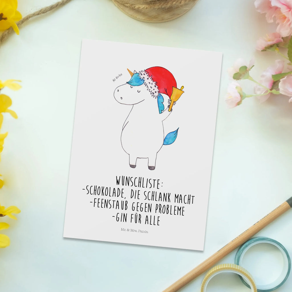 Postkarte Einhorn Weihnachtsmann Postkarte, Karte, Geschenkkarte, Grußkarte, Einladung, Ansichtskarte, Geburtstagskarte, Einladungskarte, Dankeskarte, Ansichtskarten, Einladung Geburtstag, Einladungskarten Geburtstag, Einhorn, Einhörner, Einhorn Deko, Pegasus, Unicorn, Gin, Schokolade, Schoki, Weihnachten, Weihnachtsmann, Nikolaus, Wunschzettel, Wunschliste, Feenstaub