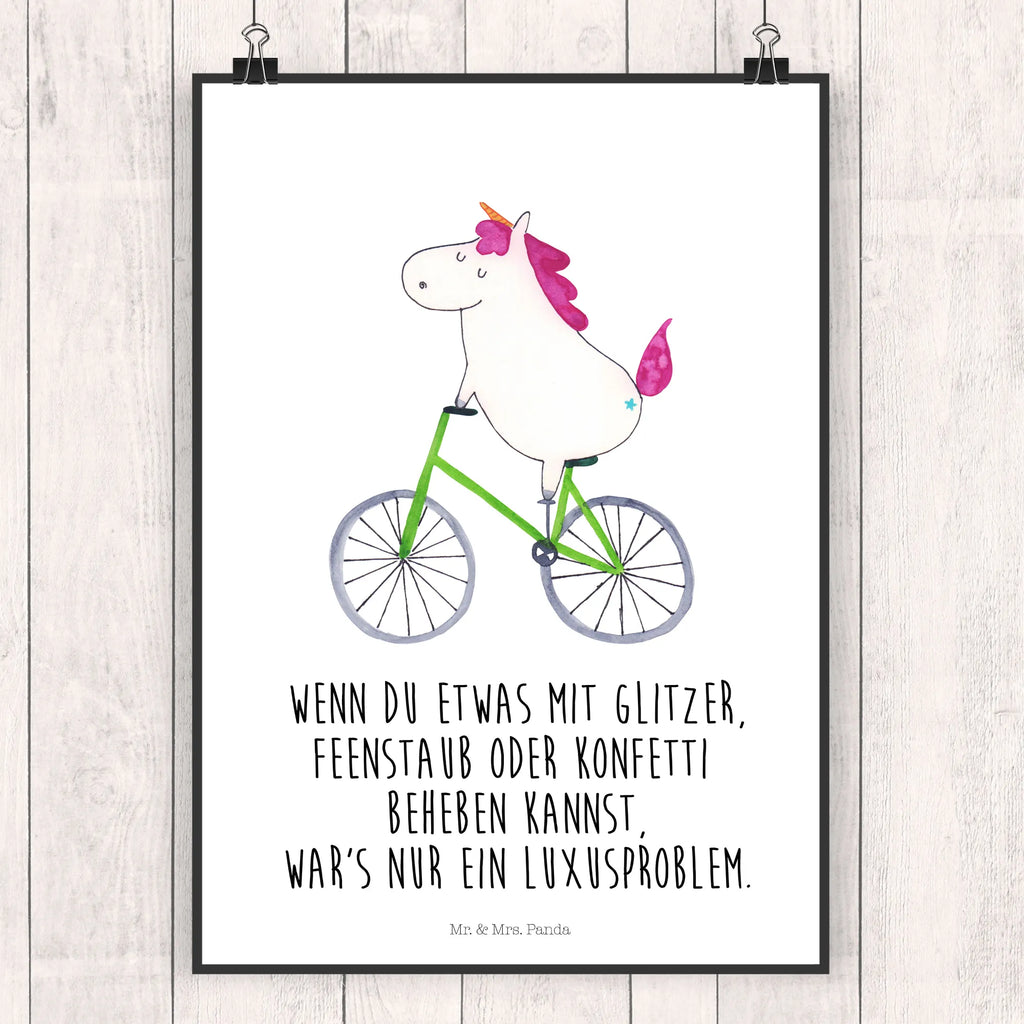 Poster Einhorn Radfahrer Poster, Wandposter, Bild, Wanddeko, Küchenposter, Kinderposter, Wanddeko Bild, Raumdekoration, Wanddekoration, Handgemaltes Poster, Mr. & Mrs. Panda Poster, Designposter, Kunstdruck, Posterdruck, Einhorn, Einhörner, Einhorn Deko, Unicorn, Radfahren, Radfahrer, Rad, Bike, Feenstaub, Konfetti, Luxusproblem, Kummer, Liebeskummer