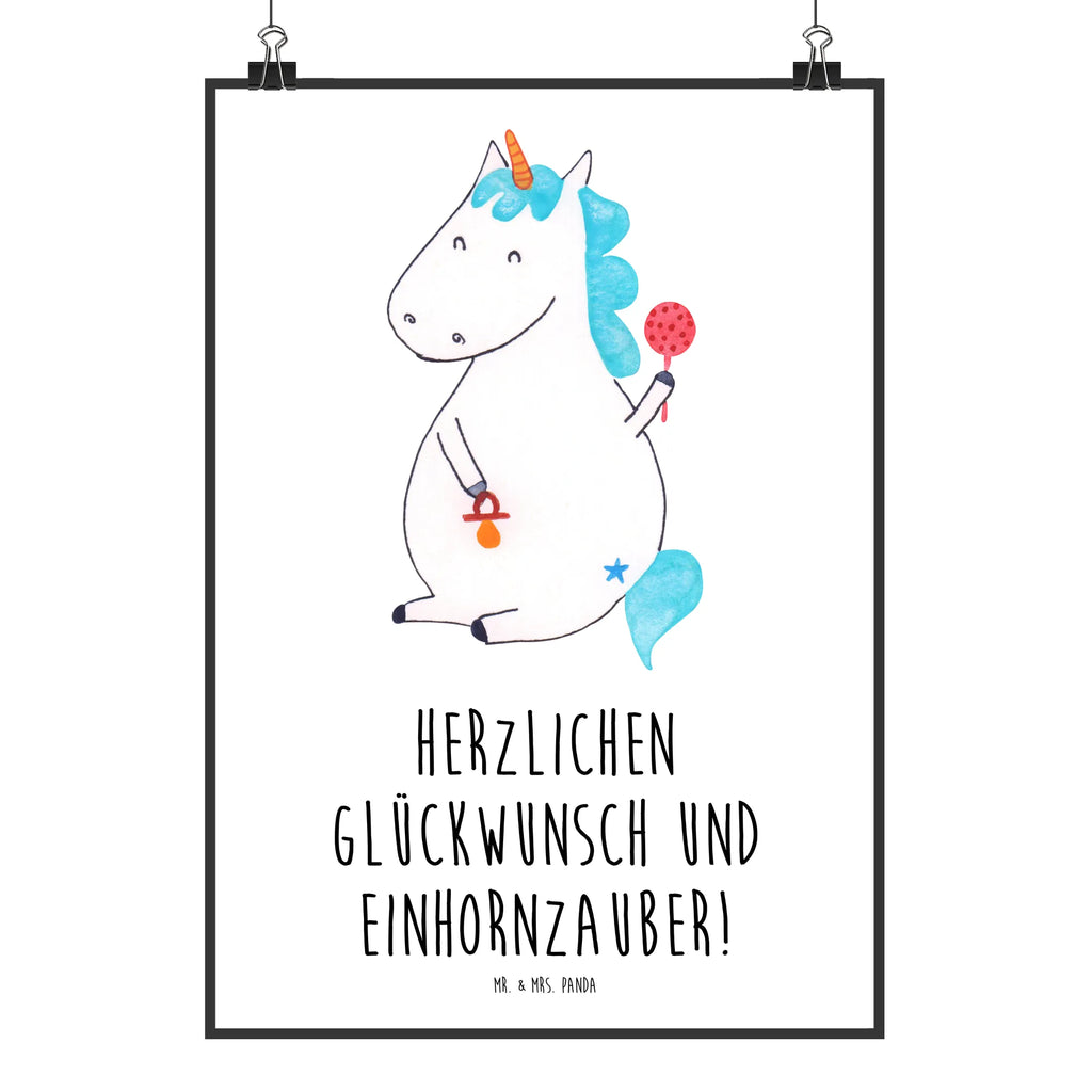 Poster Einhorn Baby Poster, Wandposter, Bild, Wanddeko, Küchenposter, Kinderposter, Wanddeko Bild, Raumdekoration, Wanddekoration, Handgemaltes Poster, Mr. & Mrs. Panda Poster, Designposter, Kunstdruck, Posterdruck, Einhorn, Einhörner, Einhorn Deko, Pegasus, Unicorn, Mutter, Geburt, Geburtstag, erstes Kind, Baby, Babyglück, Nachwuchs, Eltern, Party, Kind, Schnuller