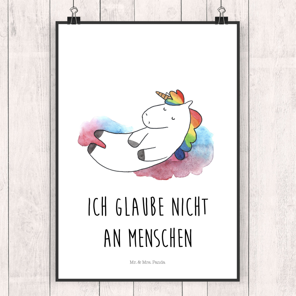 Poster Einhorn Wolke 7 Poster, Wandposter, Bild, Wanddeko, Küchenposter, Kinderposter, Wanddeko Bild, Raumdekoration, Wanddekoration, Handgemaltes Poster, Mr. & Mrs. Panda Poster, Designposter, Kunstdruck, Posterdruck, Einhorn, Einhörner, Einhorn Deko, Pegasus, Unicorn, verliebt, Menschen, witzig, lustig, Geschenk, Glaube, Realität, Lächeln