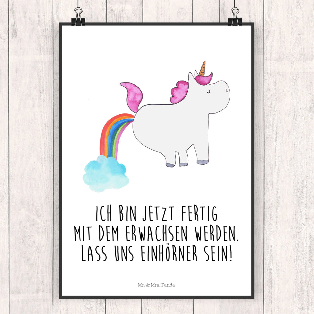 Poster Einhorn Pupsen Poster, Wandposter, Bild, Wanddeko, Küchenposter, Kinderposter, Wanddeko Bild, Raumdekoration, Wanddekoration, Handgemaltes Poster, Mr. & Mrs. Panda Poster, Designposter, Kunstdruck, Posterdruck, Einhorn, Einhörner, Einhorn Deko, Pegasus, Unicorn, Pups, Regenbogen, Glitzer, Einhornpower, Erwachsenwerden, Spaß, lustig, Freundin