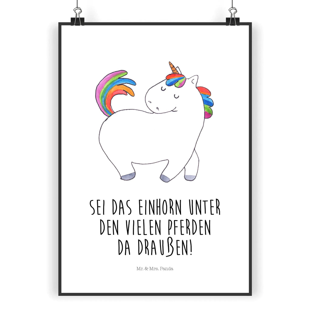 Poster Einhorn Stolzieren Poster, Wandposter, Bild, Wanddeko, Küchenposter, Kinderposter, Wanddeko Bild, Raumdekoration, Wanddekoration, Handgemaltes Poster, Mr. & Mrs. Panda Poster, Designposter, Kunstdruck, Posterdruck, Einhorn, Einhörner, Einhorn Deko, Pegasus, Unicorn, stolz, anders, bunt, Pferd, Reiter, Reiten, Freundin, Geschenk