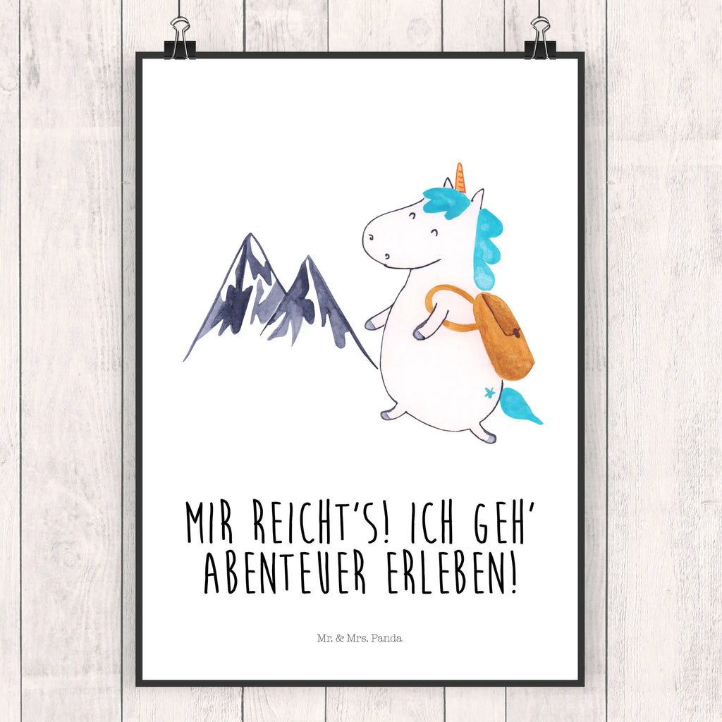 Poster Einhorn Bergsteiger Poster, Wandposter, Bild, Wanddeko, Küchenposter, Kinderposter, Wanddeko Bild, Raumdekoration, Wanddekoration, Handgemaltes Poster, Mr. & Mrs. Panda Poster, Designposter, Kunstdruck, Posterdruck, Einhorn, Einhörner, Einhorn Deko, Pegasus, Unicorn, Bergsteiger, Abenteuer, Berge, Abenteurer, Weltenbummler, Weltreise, Reisen, Urlaub, Entdecker