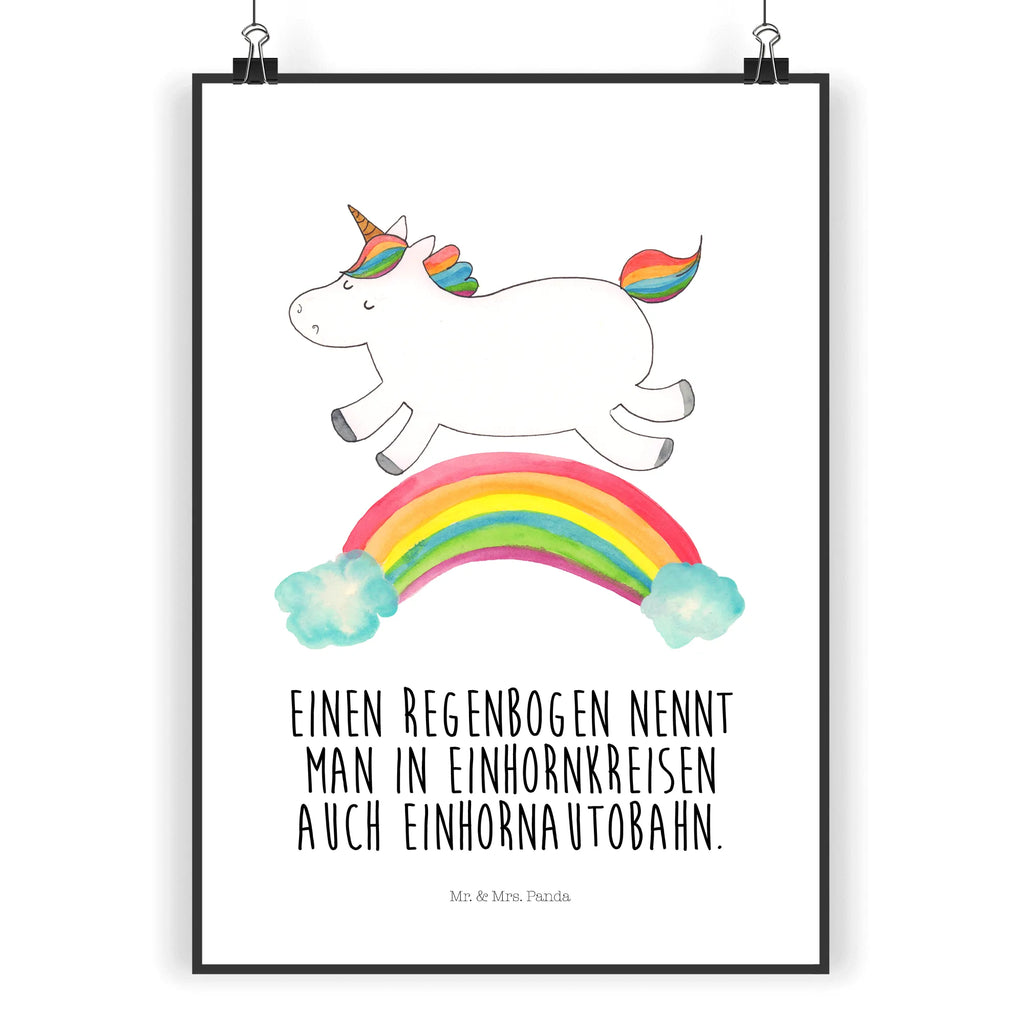 Poster Einhorn Regenbogen Poster, Wandposter, Bild, Wanddeko, Küchenposter, Kinderposter, Wanddeko Bild, Raumdekoration, Wanddekoration, Handgemaltes Poster, Mr. & Mrs. Panda Poster, Designposter, Kunstdruck, Posterdruck, Einhorn, Einhörner, Einhorn Deko, Unicorn, Regenbogen, Glitzer, Einhornpower, Erwachsenwerden, Einhornautobahn