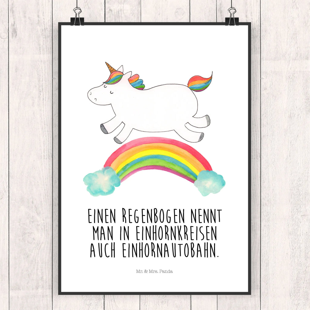 Poster Einhorn Regenbogen Poster, Wandposter, Bild, Wanddeko, Küchenposter, Kinderposter, Wanddeko Bild, Raumdekoration, Wanddekoration, Handgemaltes Poster, Mr. & Mrs. Panda Poster, Designposter, Kunstdruck, Posterdruck, Einhorn, Einhörner, Einhorn Deko, Unicorn, Regenbogen, Glitzer, Einhornpower, Erwachsenwerden, Einhornautobahn