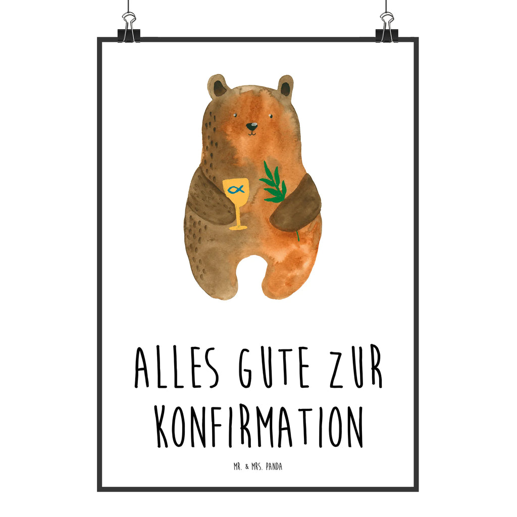 Poster Bär Konfirmation Poster, Wandposter, Bild, Wanddeko, Küchenposter, Kinderposter, Wanddeko Bild, Raumdekoration, Wanddekoration, Handgemaltes Poster, Mr. & Mrs. Panda Poster, Designposter, Kunstdruck, Posterdruck, Bär, Teddy, Teddybär, Konfirmation, Kirche, evangelisch, Gottesdienst