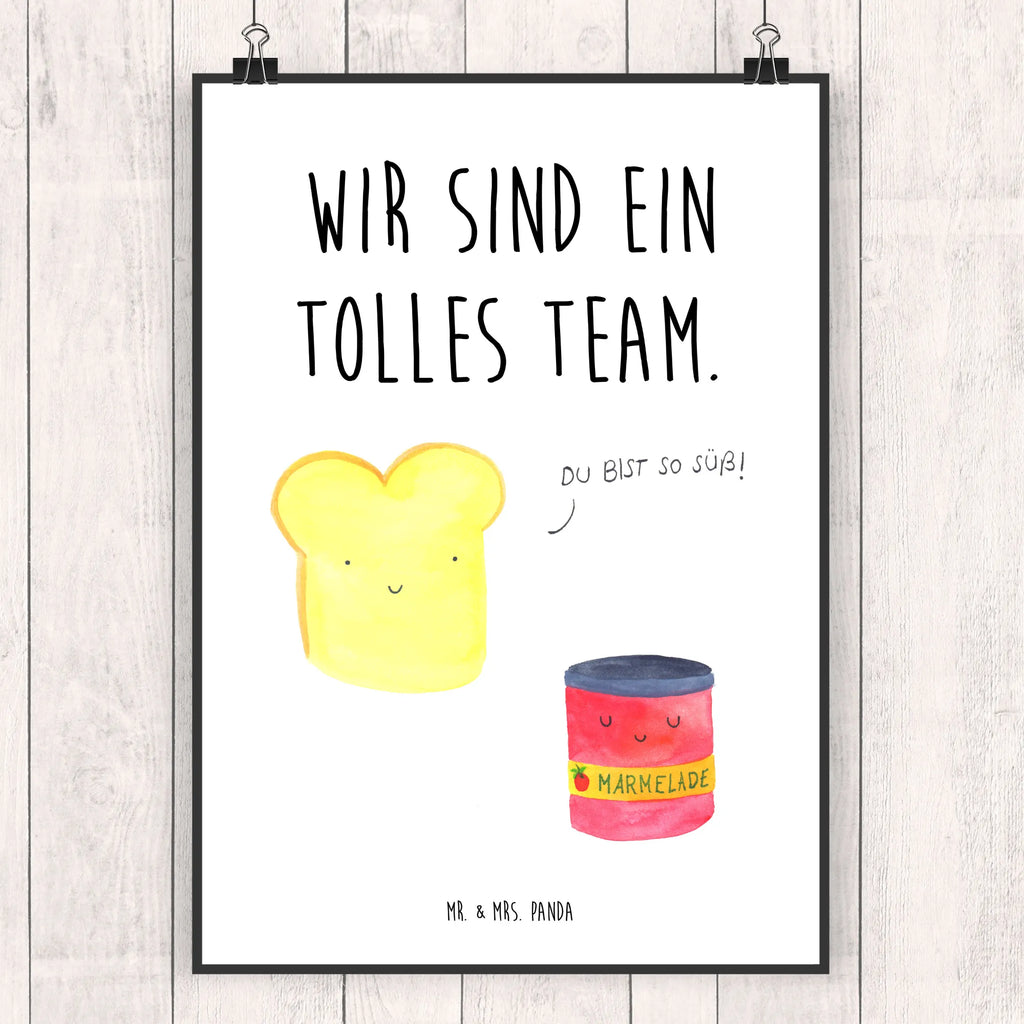 Poster Toast Marmelade Poster, Wandposter, Bild, Wanddeko, Küchenposter, Kinderposter, Wanddeko Bild, Raumdekoration, Wanddekoration, Handgemaltes Poster, Mr. & Mrs. Panda Poster, Designposter, Kunstdruck, Posterdruck, Tiermotive, Gute Laune, lustige Sprüche, Tiere, Toast, Marmelade, Dreamteam, süße Postkarte, süß, Küche Deko, Küche Spruch, Frühstück Einladung, Brot, Toastbrot