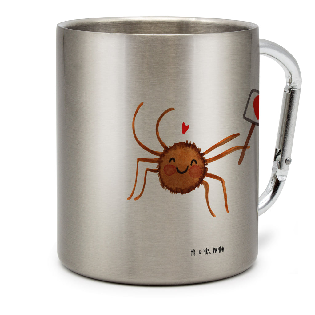 Edelstahlbecher Spinne Agathe Motivation Edelstahltasse, Karabiner, Edelstahlbecher, Outdoor, Camping, Tasse, Becher, Spinne Agathe, Spinne, Agathe, Videos, Merchandise, Motivation, Glück, Liebe, Vertrauen, Dankeschön