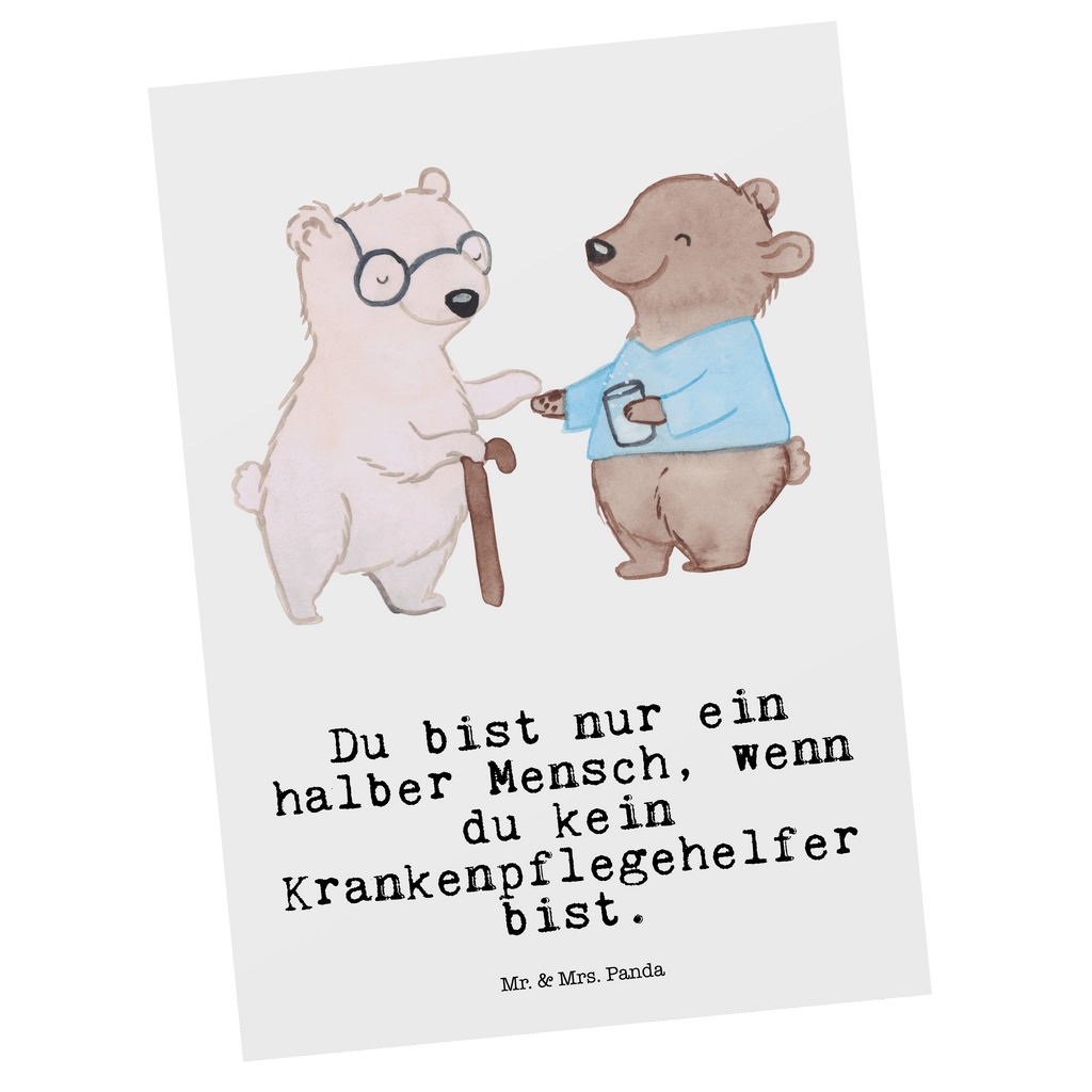 Postkarte Krankenpflegehelfer mit Herz Postkarte, Karte, Geschenkkarte, Grußkarte, Einladung, Ansichtskarte, Geburtstagskarte, Einladungskarte, Dankeskarte, Ansichtskarten, Einladung Geburtstag, Einladungskarten Geburtstag, Beruf, Ausbildung, Jubiläum, Abschied, Rente, Kollege, Kollegin, Geschenk, Schenken, Arbeitskollege, Mitarbeiter, Firma, Danke, Dankeschön, Krankenpflegehelfer, Pflegehelfer, Pflegekraft