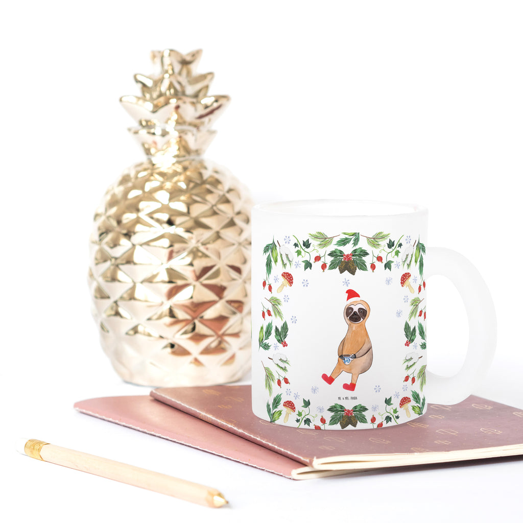 Teetasse Faultier Kakao Teetasse, Teeglas, Teebecher, Tasse mit Henkel, Tasse, Glas Teetasse, Teetasse aus Glas, Winter, Weihnachten, Weihnachtsdeko, Nikolaus, Advent, Heiligabend, Wintermotiv