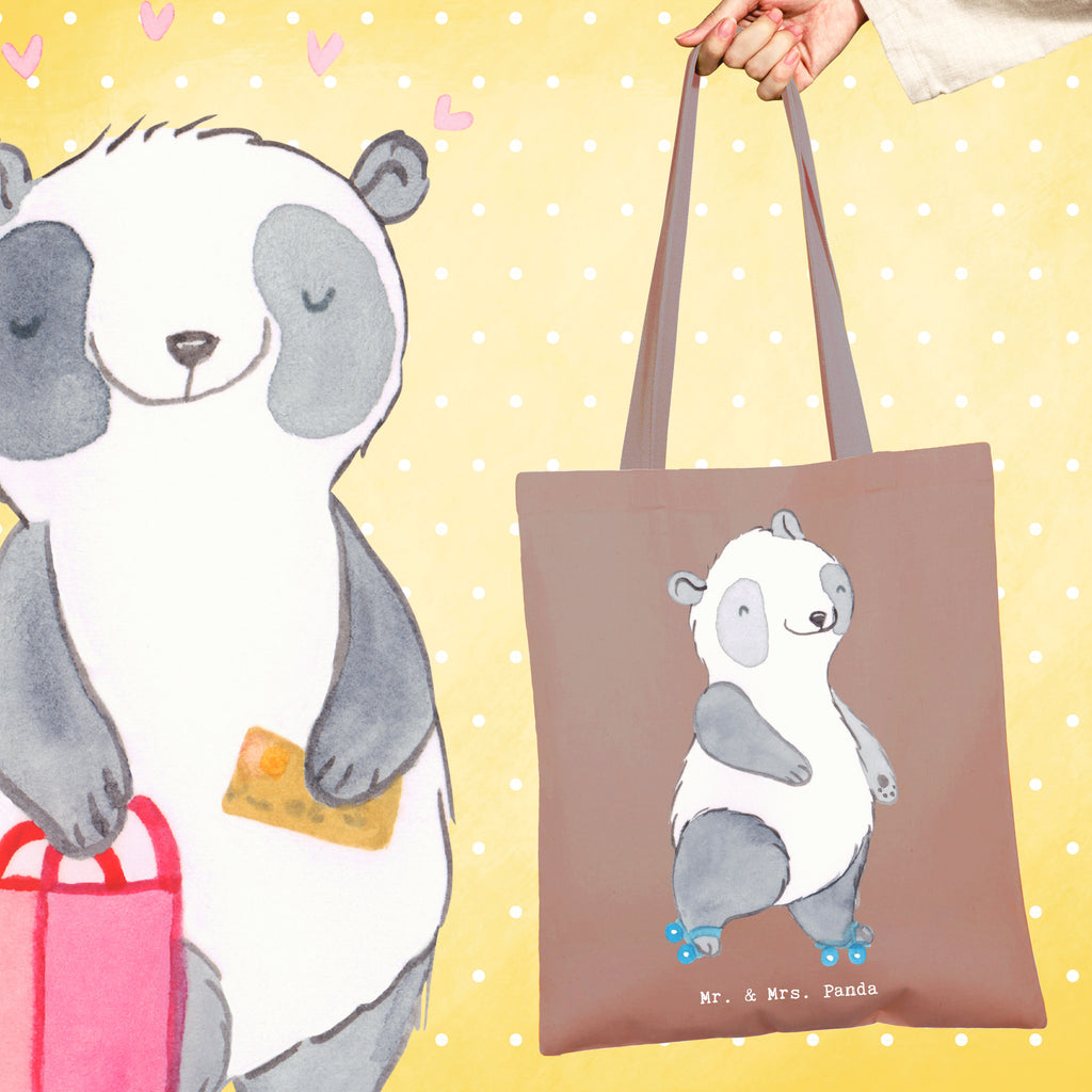 Tragetasche Panda Inliner fahren Tage Beuteltasche, Beutel, Einkaufstasche, Jutebeutel, Stoffbeutel, Tasche, Shopper, Umhängetasche, Strandtasche, Schultertasche, Stofftasche, Tragetasche, Badetasche, Jutetasche, Einkaufstüte, Laptoptasche, Geschenk, Sport, Sportart, Hobby, Schenken, Danke, Dankeschön, Auszeichnung, Gewinn, Sportler, Inliner fahren, Rollschuh fahren, Rollerblades, inlinern