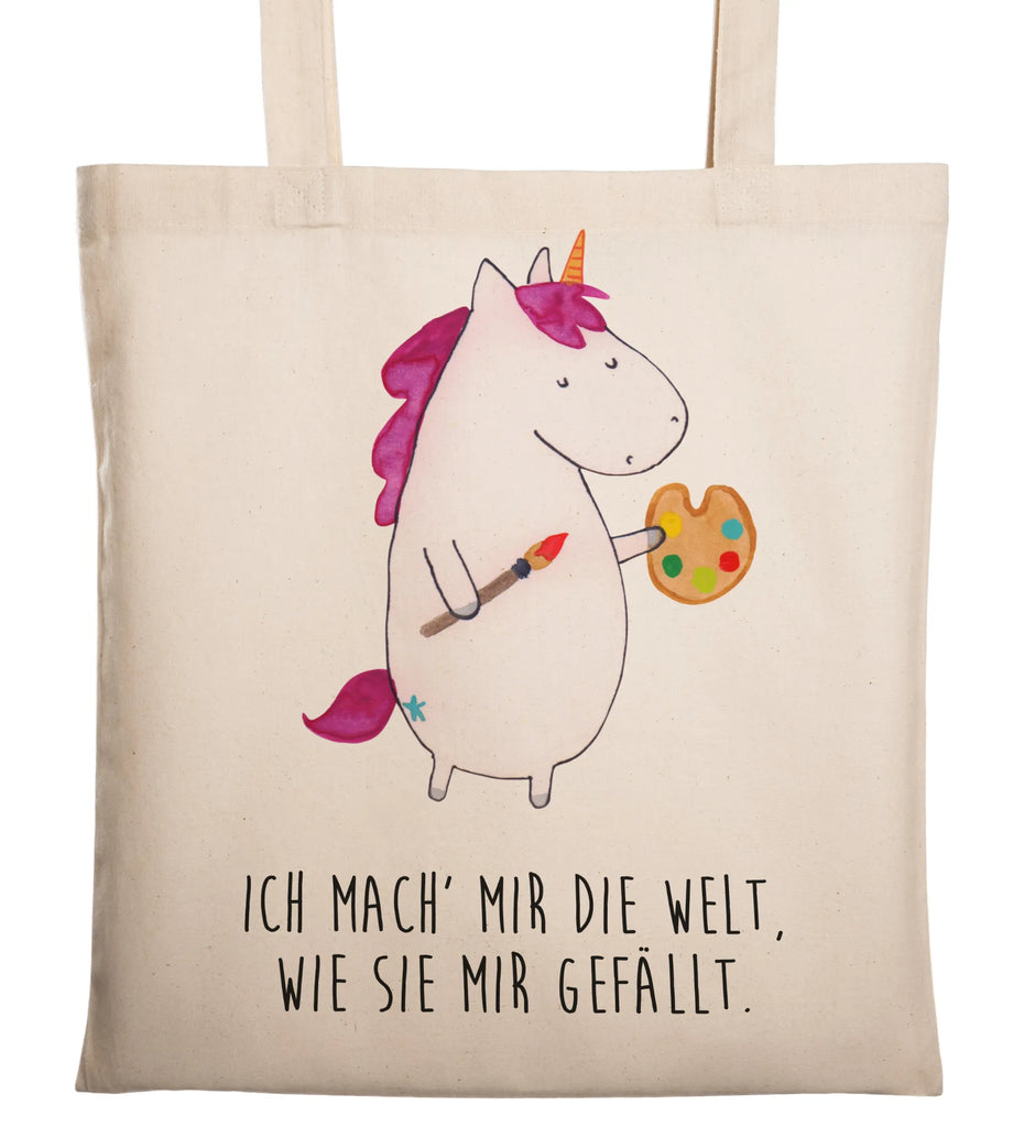 Tragetasche Einhorn Künstler Beuteltasche, Beutel, Einkaufstasche, Jutebeutel, Stoffbeutel, Tasche, Shopper, Umhängetasche, Strandtasche, Schultertasche, Stofftasche, Tragetasche, Badetasche, Jutetasche, Einkaufstüte, Laptoptasche, Einhorn, Einhörner, Einhorn Deko, Pegasus, Unicorn, Englisch, Künstler, Artist, Malen, Zeichnen, Welt, Farbe, Stift, Pinsel, Geschenk, Maler