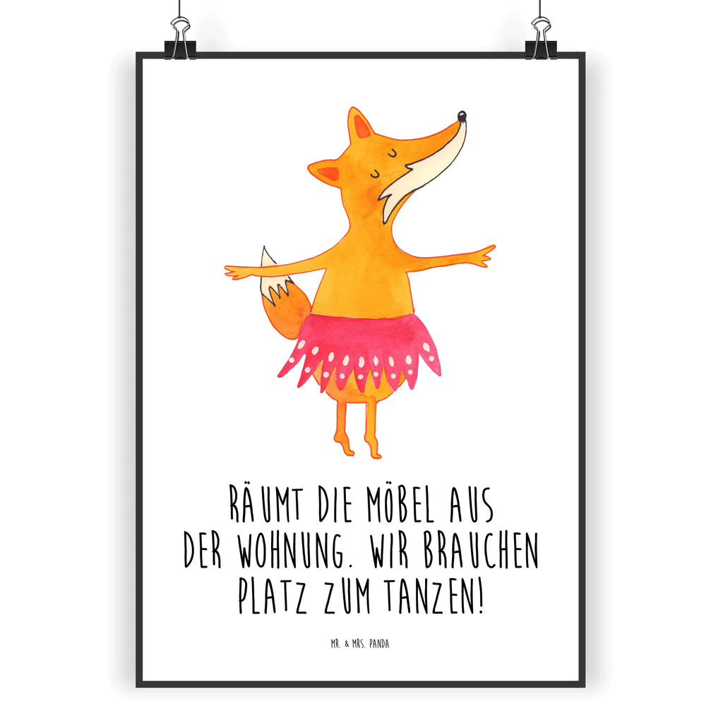 Poster Fuchs Ballerina Poster, Wandposter, Bild, Wanddeko, Küchenposter, Kinderposter, Wanddeko Bild, Raumdekoration, Wanddekoration, Handgemaltes Poster, Mr. & Mrs. Panda Poster, Designposter, Kunstdruck, Posterdruck, Fuchs, Fuchs Spruch, Füchse, Füchsin, Ballerina, Ballett, Tänzerin, Tanzen, Party, Einladung, Geburtstag