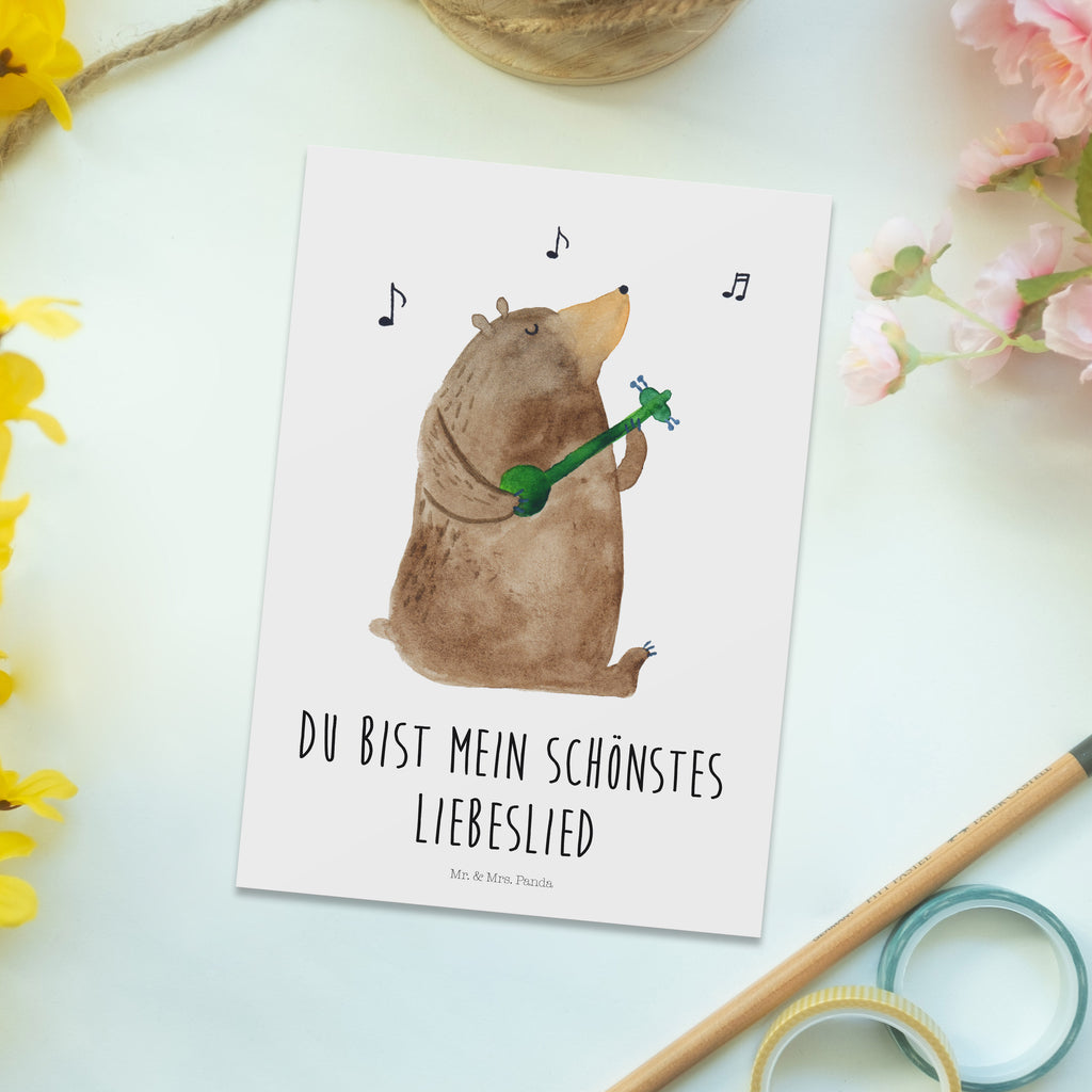 Postkarte Bär Lied Postkarte, Karte, Geschenkkarte, Grußkarte, Einladung, Ansichtskarte, Geburtstagskarte, Einladungskarte, Dankeskarte, Ansichtskarten, Einladung Geburtstag, Einladungskarten Geburtstag, Bär, Teddy, Teddybär, Bärchen, Bear, Liebeslied, Lied, Song, Valentinstag, Valentine, Geschenk, Partner, Liebe, Freundin, Frau, Herz, Spruch