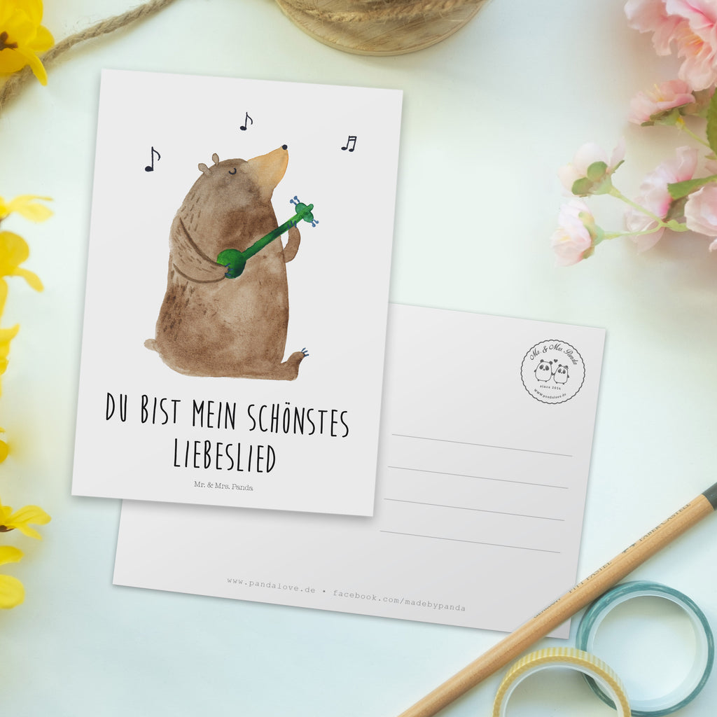 Postkarte Bär Lied Postkarte, Karte, Geschenkkarte, Grußkarte, Einladung, Ansichtskarte, Geburtstagskarte, Einladungskarte, Dankeskarte, Ansichtskarten, Einladung Geburtstag, Einladungskarten Geburtstag, Bär, Teddy, Teddybär, Bärchen, Bear, Liebeslied, Lied, Song, Valentinstag, Valentine, Geschenk, Partner, Liebe, Freundin, Frau, Herz, Spruch