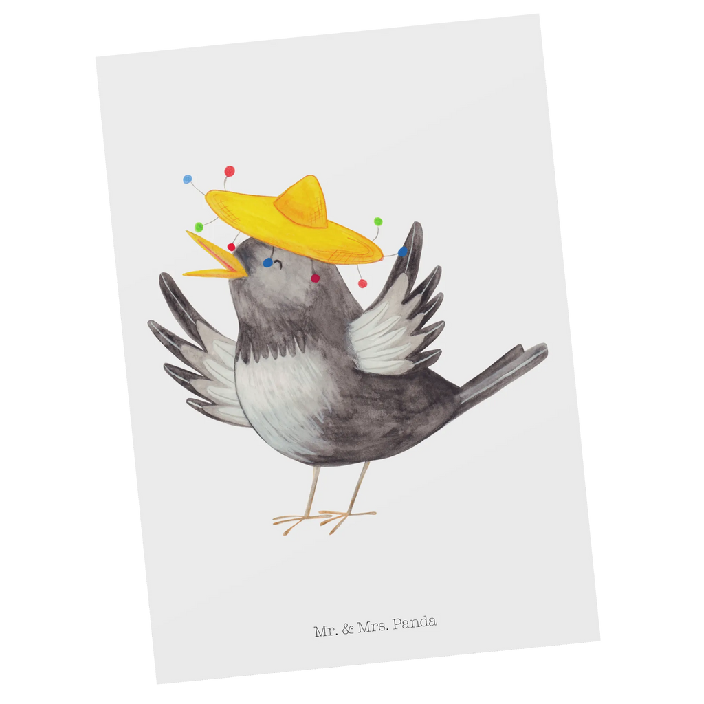 Postkarte Rabe Sombrero Postkarte, Karte, Geschenkkarte, Grußkarte, Einladung, Ansichtskarte, Geburtstagskarte, Einladungskarte, Dankeskarte, Ansichtskarten, Einladung Geburtstag, Einladungskarten Geburtstag, Tiermotive, Gute Laune, lustige Sprüche, Tiere, Rabe, Vogel, Vögel, Spruch positiv, fröhlich sein, glücklich sein, Glück Spruch, froh, Elster, Motivation