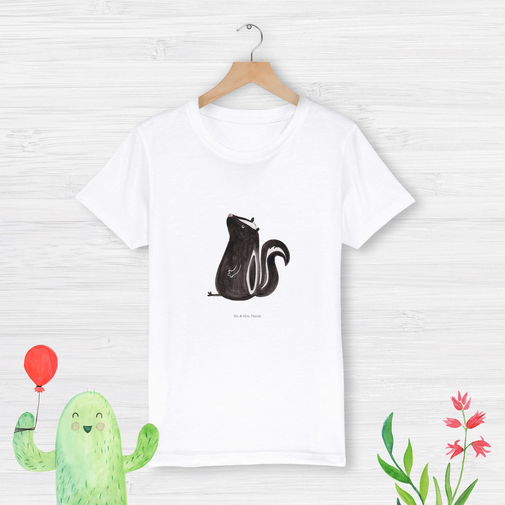 Organic Kinder T-Shirt Stinktier Sitzen Kinder T-Shirt, Kinder T-Shirt Mädchen, Kinder T-Shirt Jungen, Stinktier, Skunk, Wildtier, Raubtier, Stinker, Stinki, Spruch, Büro, Recht, Besserwisser