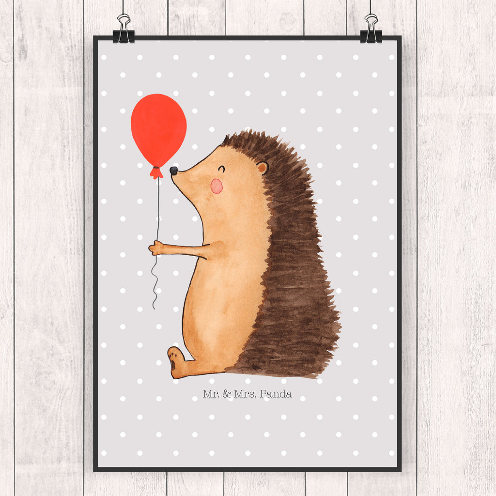 Poster Igel mit Luftballon Poster, Wandposter, Bild, Wanddeko, Küchenposter, Kinderposter, Wanddeko Bild, Raumdekoration, Wanddekoration, Handgemaltes Poster, Mr. & Mrs. Panda Poster, Designposter, Kunstdruck, Posterdruck, Tiermotive, Gute Laune, lustige Sprüche, Tiere, Igel, Geburtstag, Herzlichen Glückwunsch, Glückwunsch, Geburtstagskind, Ballon, Happy Birthday