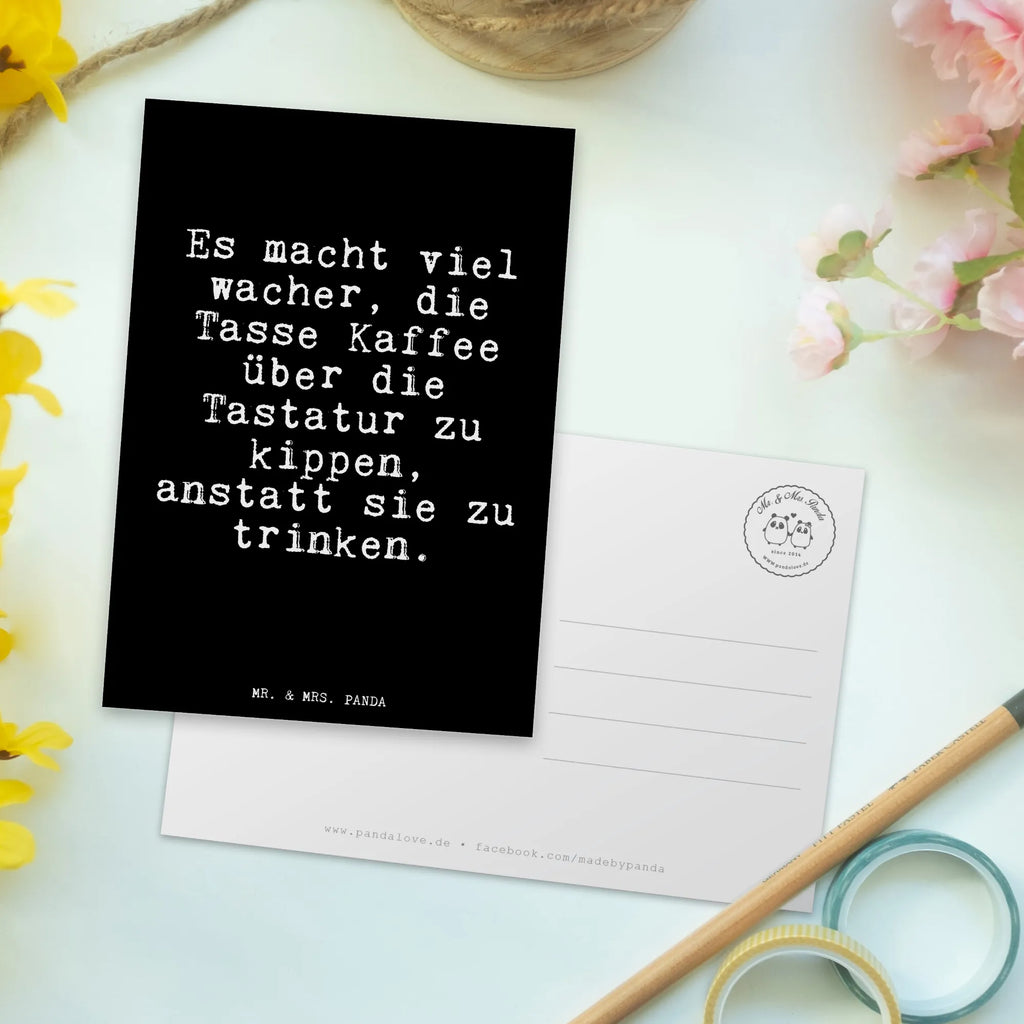 Postkarte Fun Talk Es macht viel wacher, die Tasse Kaffee über die Tastatur zu kippen, anstatt sie zu trinken. Postkarte, Karte, Geschenkkarte, Grußkarte, Einladung, Ansichtskarte, Geburtstagskarte, Einladungskarte, Dankeskarte, Ansichtskarten, Einladung Geburtstag, Einladungskarten Geburtstag, Spruch, Sprüche, lustige Sprüche, Weisheiten, Zitate, Spruch Geschenke, Glizer Spruch Sprüche Weisheiten Zitate Lustig Weisheit Worte