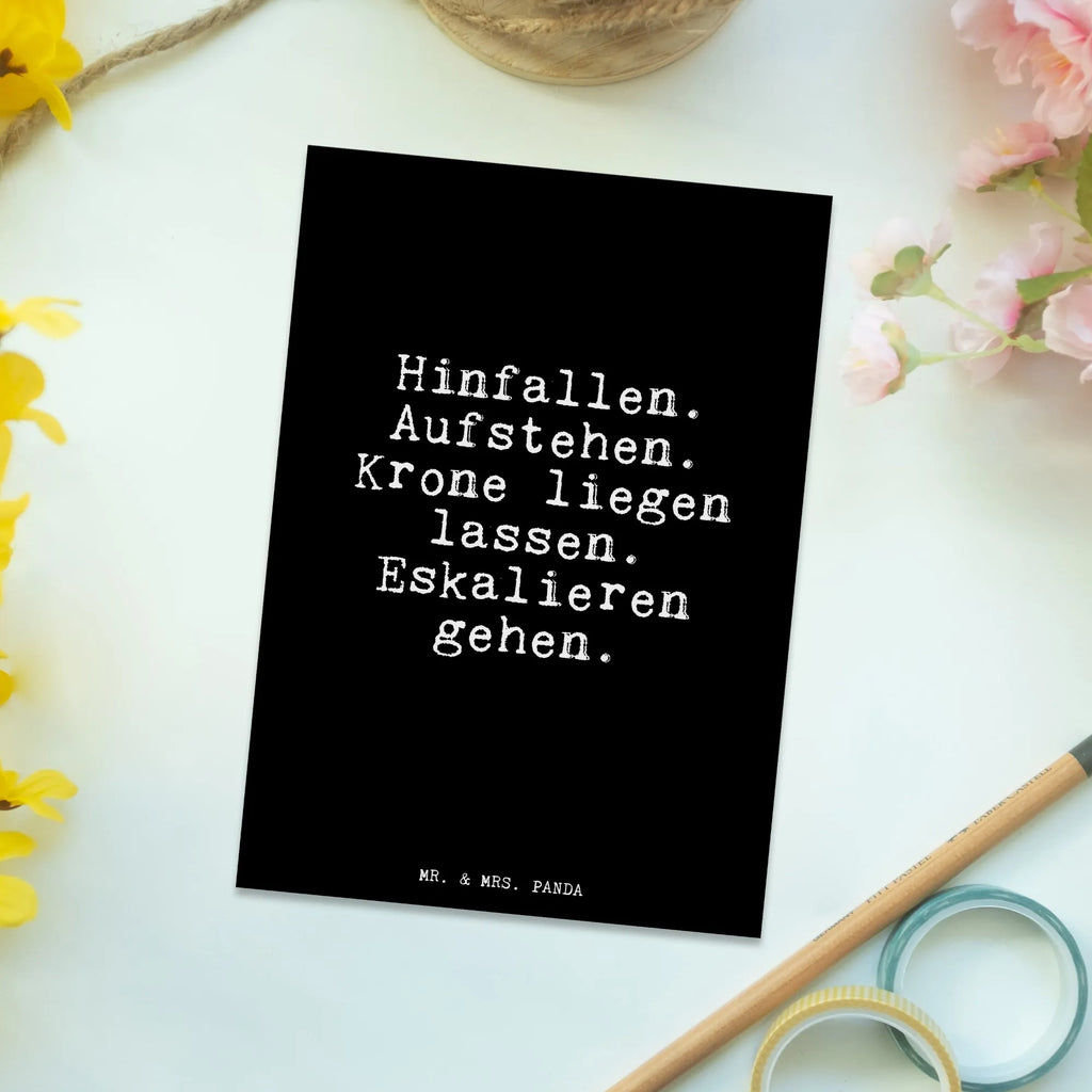 Postkarte Hinfallen. Aufstehen. Krone liegen... Postkarte, Karte, Geschenkkarte, Grußkarte, Einladung, Ansichtskarte, Geburtstagskarte, Einladungskarte, Dankeskarte, Ansichtskarten, Einladung Geburtstag, Einladungskarten Geburtstag, Spruch, Sprüche, lustige Sprüche, Weisheiten, Zitate, Spruch Geschenke, Glizer Spruch Sprüche Weisheiten Zitate Lustig Weisheit Worte