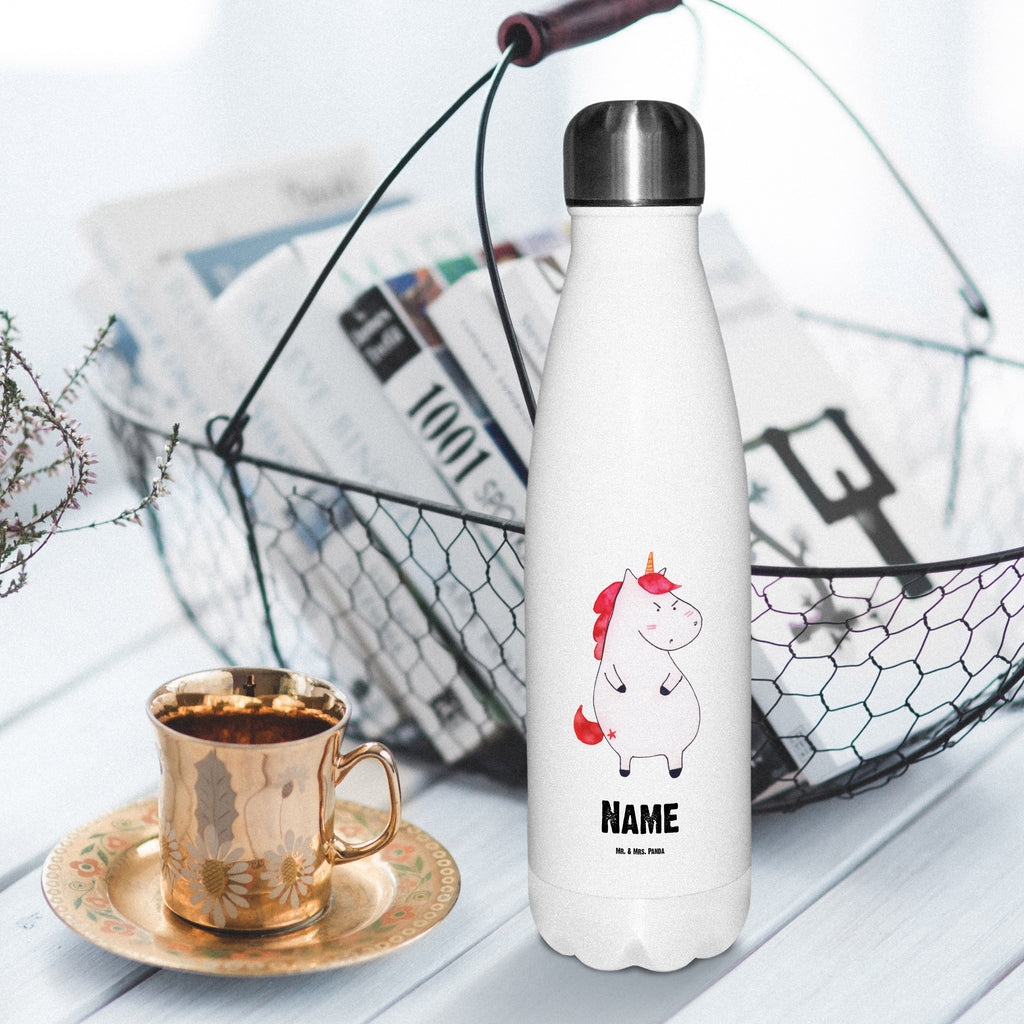 Personalisierte Thermosflasche Einhorn wütend Personalisierte Isolierflasche, Personalisierte Thermoflasche, Personalisierte Trinkflasche, Trinkflasche Mit Namen, Wunschname, Bedrucken, Namensflasche, Einhorn, Einhörner, Einhorn Deko, Unicorn, Realität, Ansage, lustlos, nein, Büro, Arbeit, wütend, dumme Fragen, lustig, Spaß, Geschenk