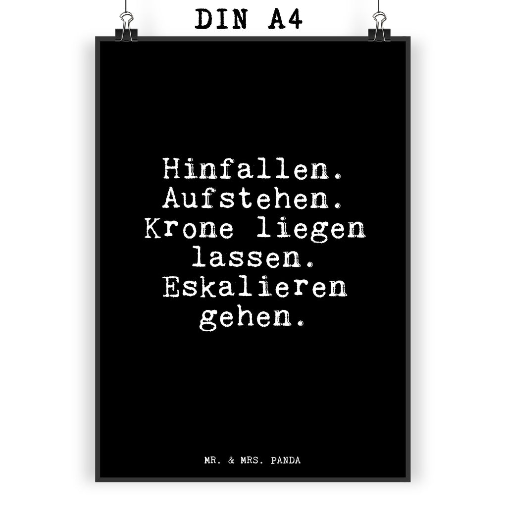 Poster Hinfallen. Aufstehen. Krone liegen... Poster, Wandposter, Bild, Wanddeko, Küchenposter, Kinderposter, Wanddeko Bild, Raumdekoration, Wanddekoration, Handgemaltes Poster, Mr. & Mrs. Panda Poster, Designposter, Kunstdruck, Posterdruck, Spruch, Sprüche, lustige Sprüche, Weisheiten, Zitate, Spruch Geschenke, Glizer Spruch Sprüche Weisheiten Zitate Lustig Weisheit Worte