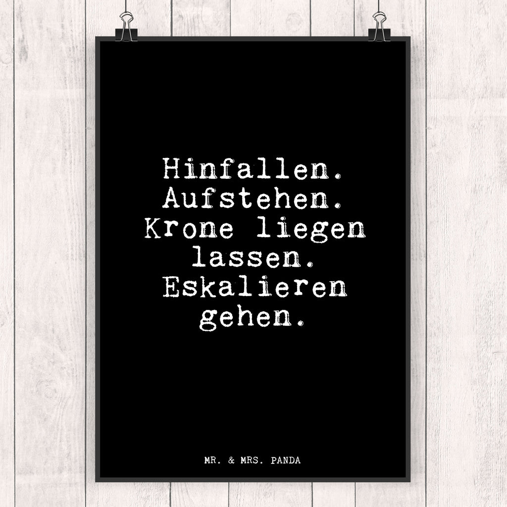 Poster Hinfallen. Aufstehen. Krone liegen... Poster, Wandposter, Bild, Wanddeko, Küchenposter, Kinderposter, Wanddeko Bild, Raumdekoration, Wanddekoration, Handgemaltes Poster, Mr. & Mrs. Panda Poster, Designposter, Kunstdruck, Posterdruck, Spruch, Sprüche, lustige Sprüche, Weisheiten, Zitate, Spruch Geschenke, Glizer Spruch Sprüche Weisheiten Zitate Lustig Weisheit Worte