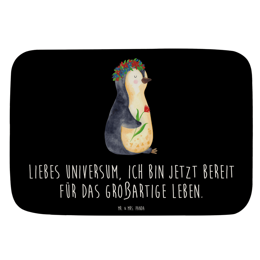 Badvorleger Pinguin Blumenkranz Badematte, Badteppich, Duschvorleger, Badezimmerteppich, Badezimmermatte, Badvorleger, Duschmatte, Duschteppich, Badteppiche, Badgarnitur, Badematten, Teppich Badezimmer, Badezimmermatten, Pinguin, Pinguine, Blumenkranz, Universum, Leben, Wünsche, Ziele, Lebensziele, Motivation, Lebenslust, Liebeskummer, Geschenkidee