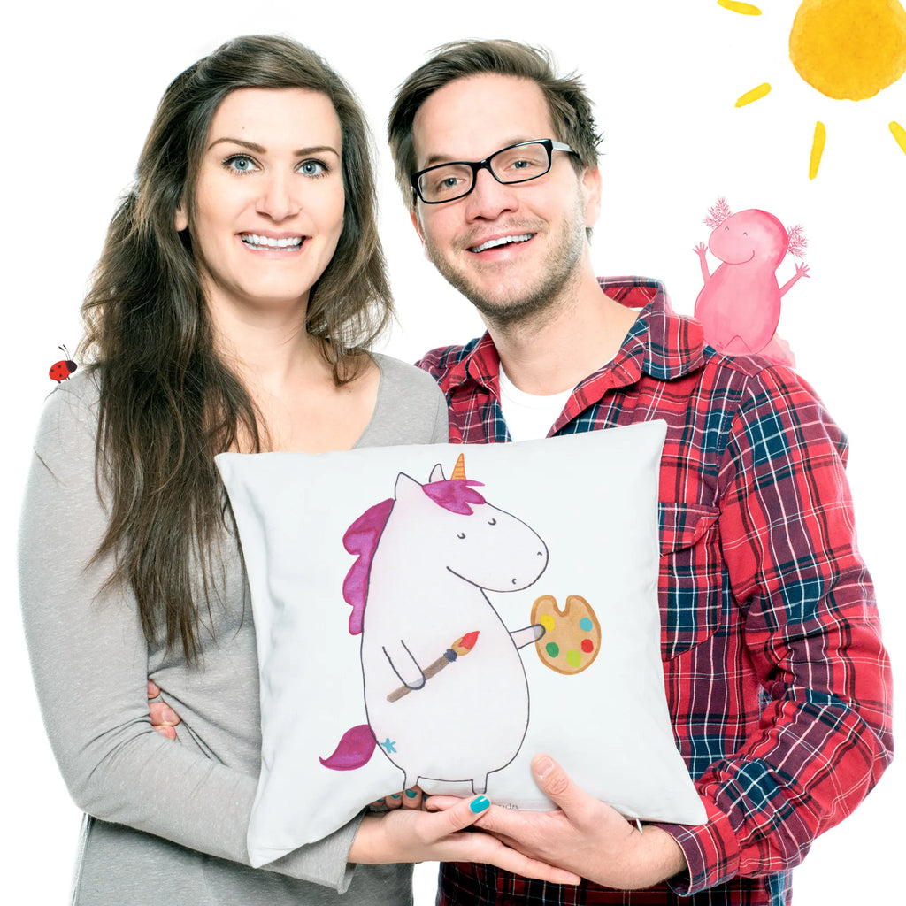 40x40 Kissen Einhorn Künstler Kissenhülle, Kopfkissen, Sofakissen, Dekokissen, Motivkissen, sofakissen, sitzkissen, Kissen, Kissenbezüge, Kissenbezug 40x40, Kissen 40x40, Kissenhülle 40x40, Zierkissen, Couchkissen, Dekokissen Sofa, Sofakissen 40x40, Dekokissen 40x40, Kopfkissen 40x40, Kissen 40x40 Waschbar, Einhorn, Einhörner, Einhorn Deko, Pegasus, Unicorn, Englisch, Künstler, Artist, Malen, Zeichnen, Welt, Farbe, Stift, Pinsel, Geschenk, Maler